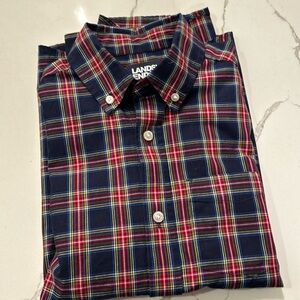 Boys Plaid shirts (Lands End) blue / red pattern New Washed-never worn. Sz 10-12